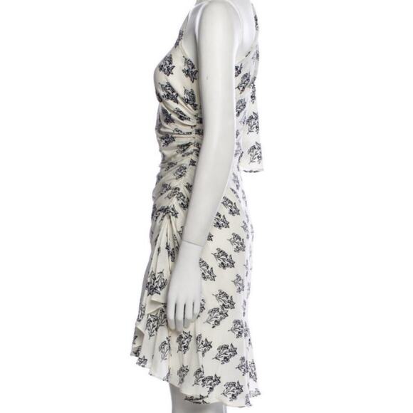 A.L.C. Misha Ruched Draped One Shoulder White Silk Chiffon Mini Dress 6 - Picture 7 of 12